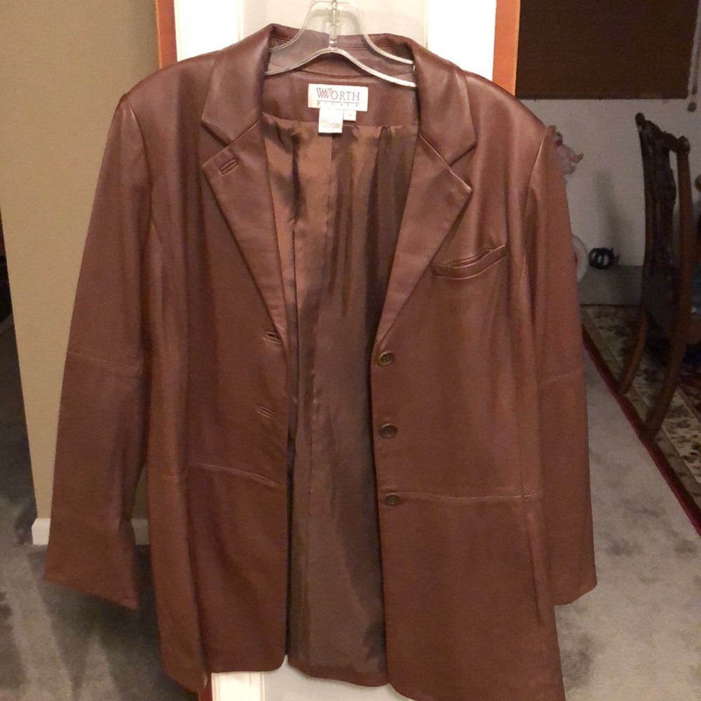Brown leather jacket